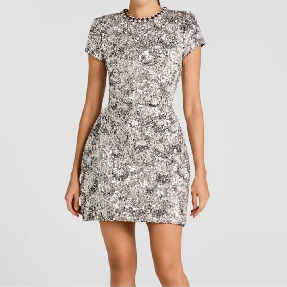 NADINE MERABI Erin Dress - Silver Mini Dress